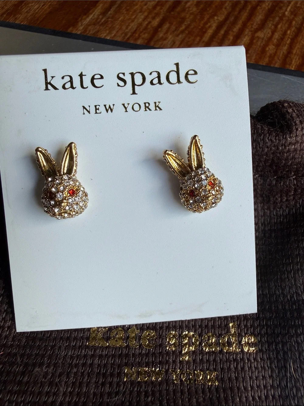 kate spade Gold Bunny Crystal Stud Earrings for Kids